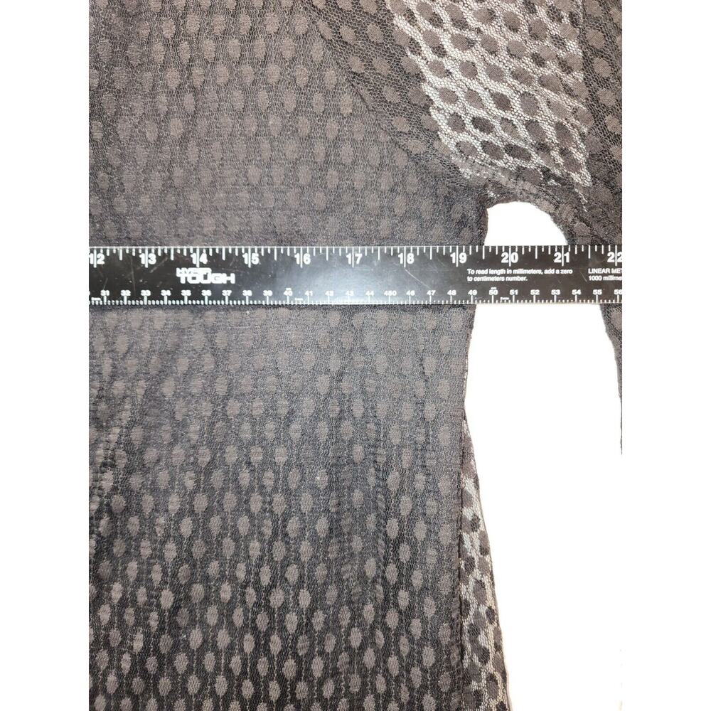 Nina Leonard Dress Womens Size Large Black Sheer High Neck Stretch Midi - Picture 5 of 10